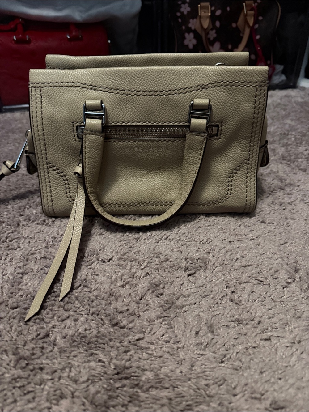 MARC JACOBS Compact Beige Leather Satchel Handbag